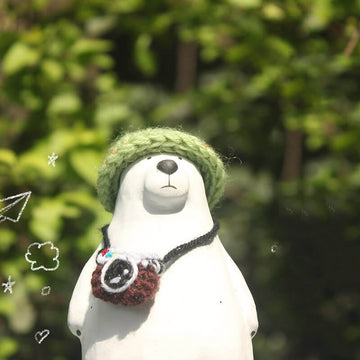 Handmade Polar Bear Ceramic Figurine, Home Ornaments